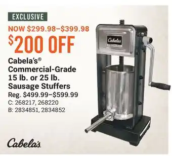 Cabela's Cabela's Commercial-Grade 15 lb. or 25 lb. Sausage Stuffers offer