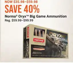 Cabela's Norma Oryx Big Game Ammunition offer
