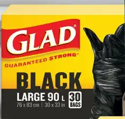 Wholesale Club GLAD BLACK LARGE 90L 30 BAGS offer