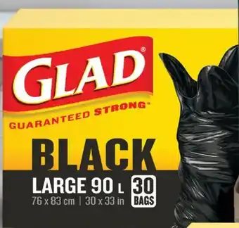 Wholesale Club GLAD BLACK LARGE 90L 30 BAGS offer