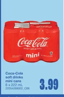 Wholesale Club COCA-COLA SOFT DRINKS MINI CANS, 6 x 222 mL offer