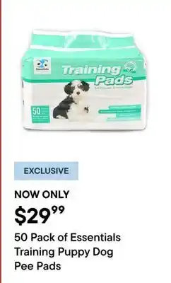 Petvalu 50 Pack of Essentials Training Puppy Dog Pee Pads offer