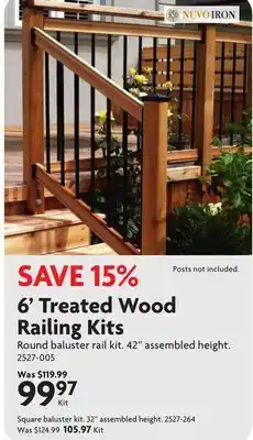 Home Hardware NUVO IRON 6' Treated Wood Railing Kits offer