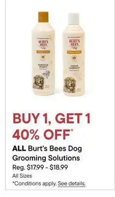 Petvalu ALL Burt's Bees Dog Grooming Solutions offer