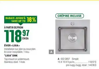 BMR ÉVIER  LIXIA  offer