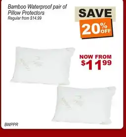 Oxford Mills Bamboo Waterproof pair of Pillow Protectors offer