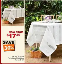 Oxford Mills Tuscany Jacquard Embroidered Tablecloth offer