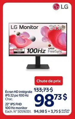 Walmart LG 22 IPS FHD 100 Hz monitor offer