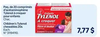 Walmart Children's Tylenol chewables 20s offer