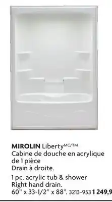 Home Hardware 1pc. Acrylic Tub & Shower Right Hand Drain offer