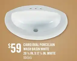 Canac Cairo Oval Porcelain Wash Basin White 203/4in. X 171/4in offer