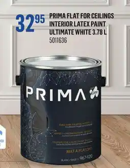 Canac Prima Flat for Ceilings Interior Latex Paint Ultimate White 3.78 L offer