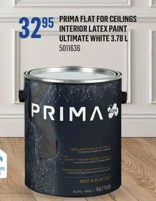 Canac Prima Flat for Ceilings Interior Latex Paint Ultimate White 3.78 L offer