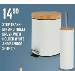 Canac Step Trash Bin and Toilet Brush with Holder White and Bamboo offer