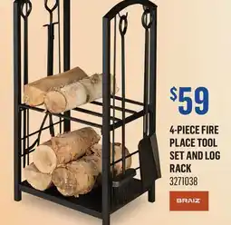 Canac 4-Piece Fireplace Tool Set and Log Rack offer