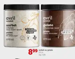 Avril Cuisine-gelato-sorbet offer
