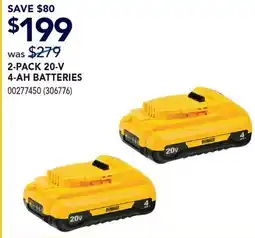 RONA DEWALT 2-PACK 20-V 4-AH BATTERIES offer