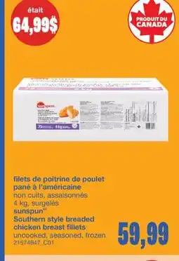 Wholesale Club FILETS DE POITRINE DE POULET PANÉ À L'AMÉRICAINE, 4 kg offer