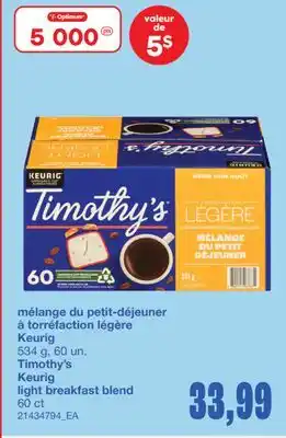 Wholesale Club MÉLANGE DU PETIT-DÉJEUNER À TORRÉFACTION LÉGÈRE, 534 G offer
