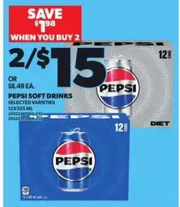 Loblaws PEPSI SOFT DRINKS, 12X355 ML offer