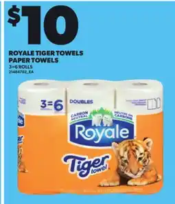 Loblaws ROYALE TIGER TOWELS PAPER TOWELS, 3=6 ROLLS offer