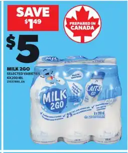 Loblaws MILK 2GO, 6X200 ML offer
