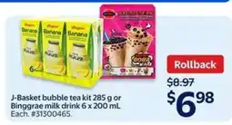 Walmart J-Basket Bubble Tea Kit or Binggrae Milk Drink offer