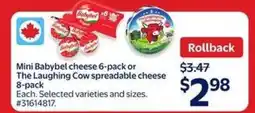 Walmart Mini Babybel cheese 6-pack or The Laughing Cow spreadable cheese 8-pack offer
