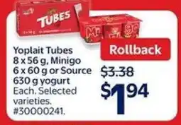 Walmart Yoplait Tubes, Minigo, or Source Yogurt offer