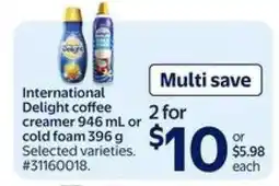 Walmart International Delight Coffee Creamer or Cold Foam offer
