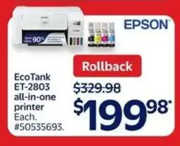Walmart EcoTank ET-2803 All-in-One Printer offer