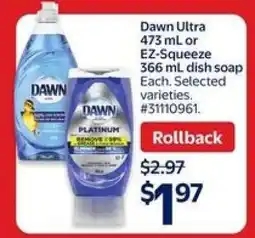 Walmart Dawn Ultra or EZ-Squeeze Dish Soap offer
