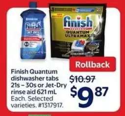 Walmart Finish Quantum Dishwasher Tabs or Jet-Dry Rinse Aid offer