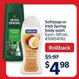 Walmart SOFTSOAP or IRISH SPRING BODY WASH offer