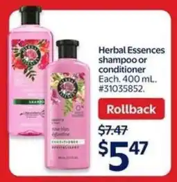 Walmart Herbal Essences Shampoo or Conditioner offer