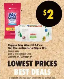 Real Canadian Superstore Huggies Baby Wipes or Wet Ones Antibacterial Wipes offer