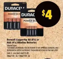 Real Canadian Superstore Duracell Coppertop AA (8's) or AAA (4's) Alkaline Batteries offer