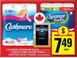Food Basics Cashmere Bathroom Tissue, Sponge Towels Paper Towels, Scotties Facial Tissues offer