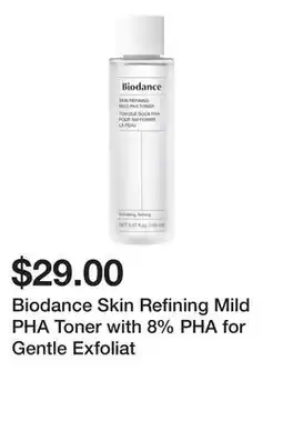 Sephora Biodance Skin Refining Mild PHA Toner with 8% PHA for Gentle Exfoliat offer