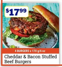 M & M Food Market Cheddar & Bacon Stuffed Beef Burgers offer