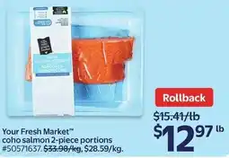Walmart Your Fresh Market coho salmon portions offer