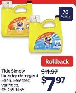 Walmart Tide Simply laundry detergent offer