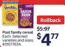 Walmart Post family cereal offer