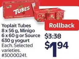 Walmart Yoplait Tubes and Minigo or Sauce Yogurt offer