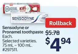 Walmart Sensodyne or Pronamel toothpaste offer