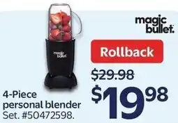 Walmart magic bullet. 4-Piece personal blender offer