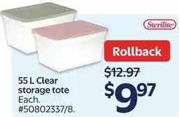 Walmart Sterilite Clear storage tote offer