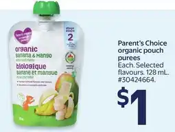 Walmart Parent's Choice organic pouch purees offer