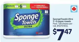Walmart SpongeTowels Ultra paper towels offer