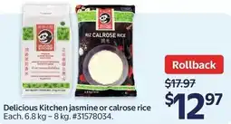 Walmart Delicious Kitchen jasmine or calrose rice offer